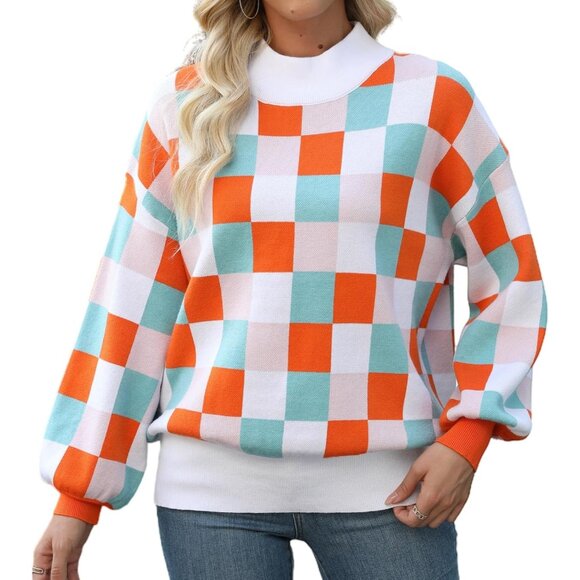 Sweaters - Women's Sweater Cotton Long Sleeve Oversized Pullover Turtleneck Casual